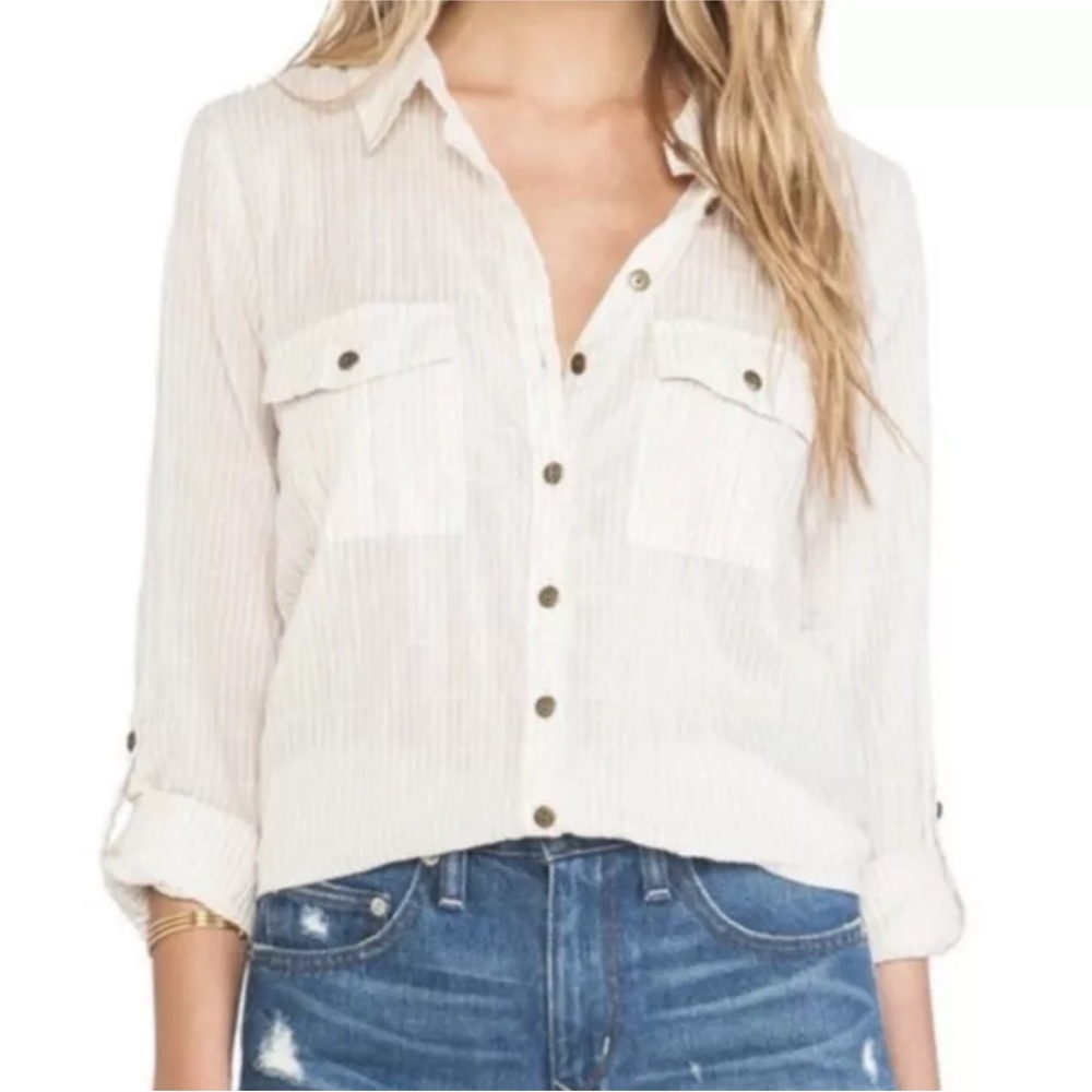 Free People Party In The Back Buttoned Shirt Womens Size Large